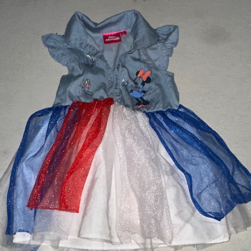 Kids Size 3T Disney Minnie Mouse Dress with Blue, Red, and White Accents